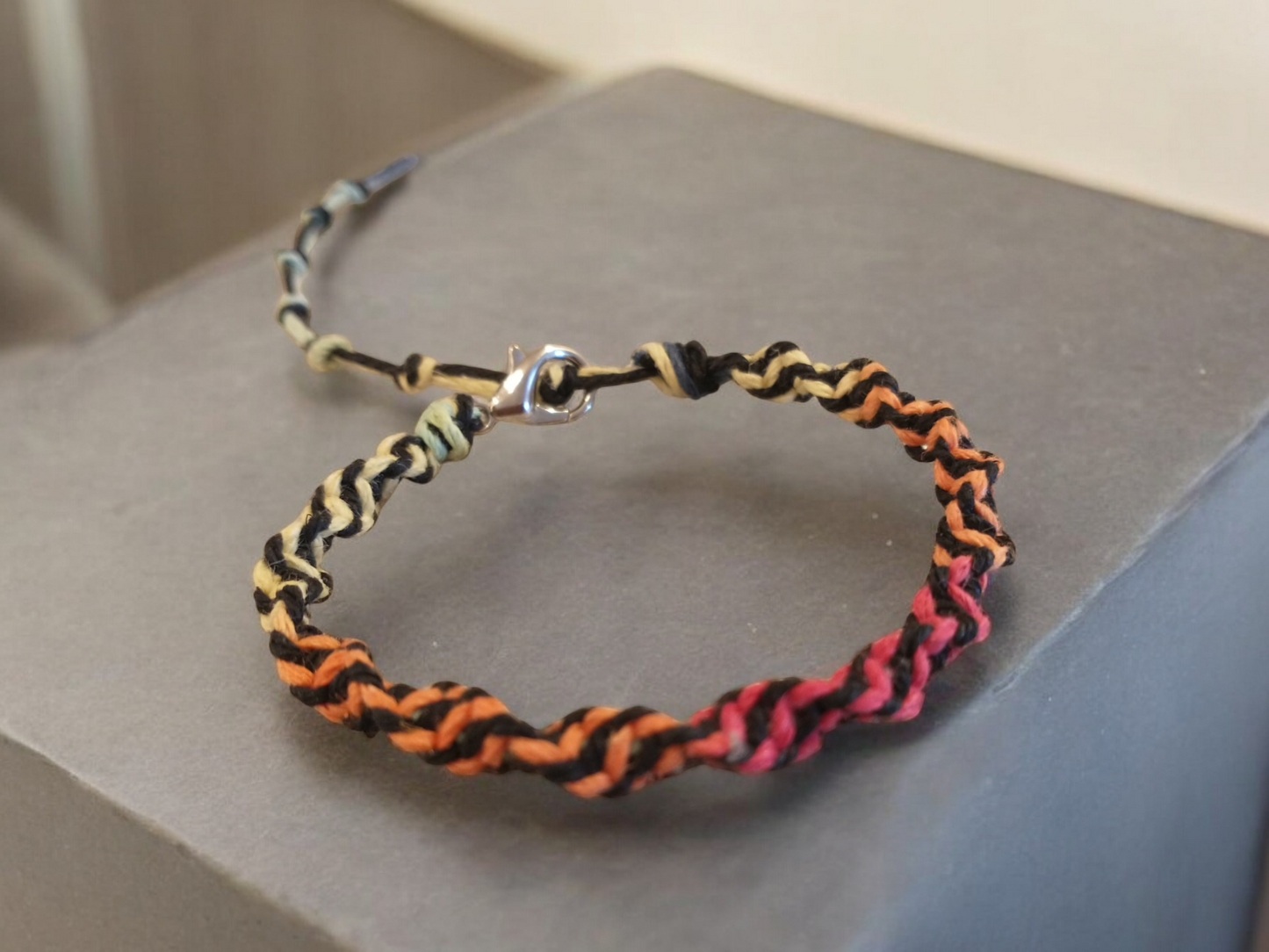 Black Tye Dye Spiral Hemp Bracelet
