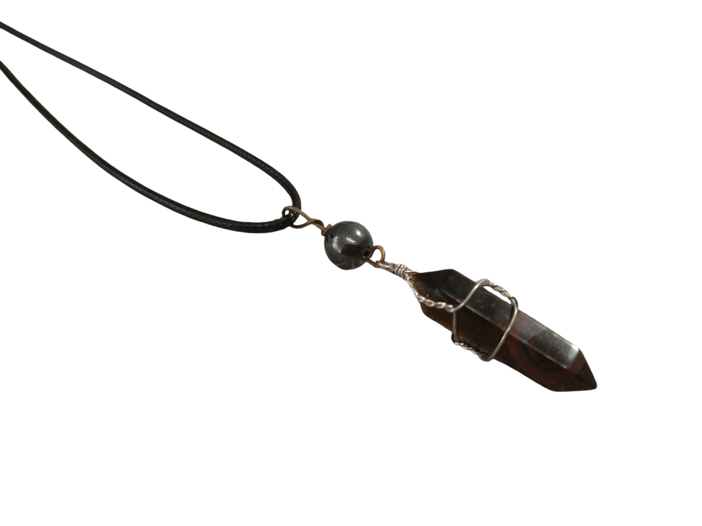 Hematite Tigers Eye Pendant Necklace
