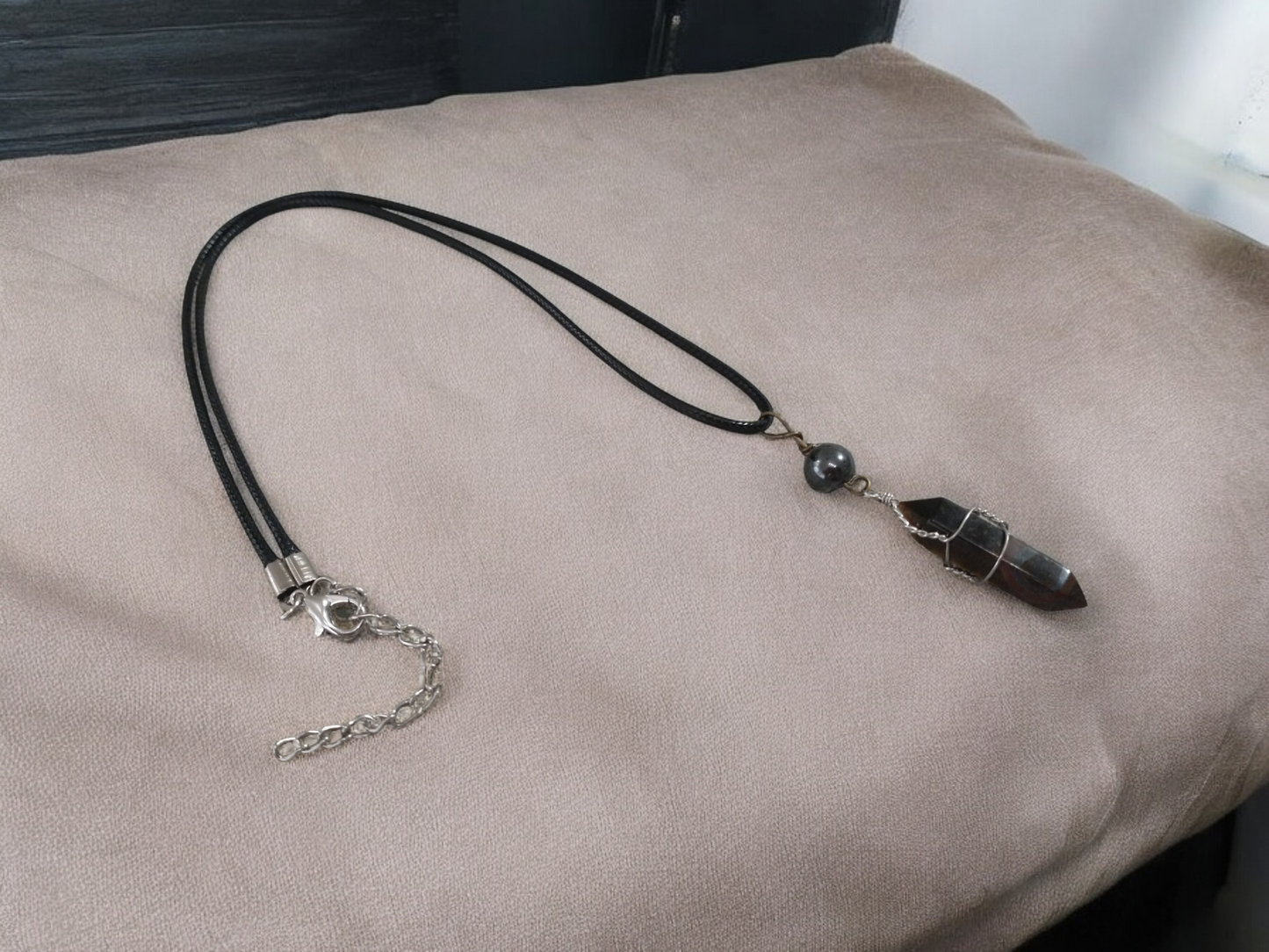 Hematite Tigers Eye Pendant Necklace