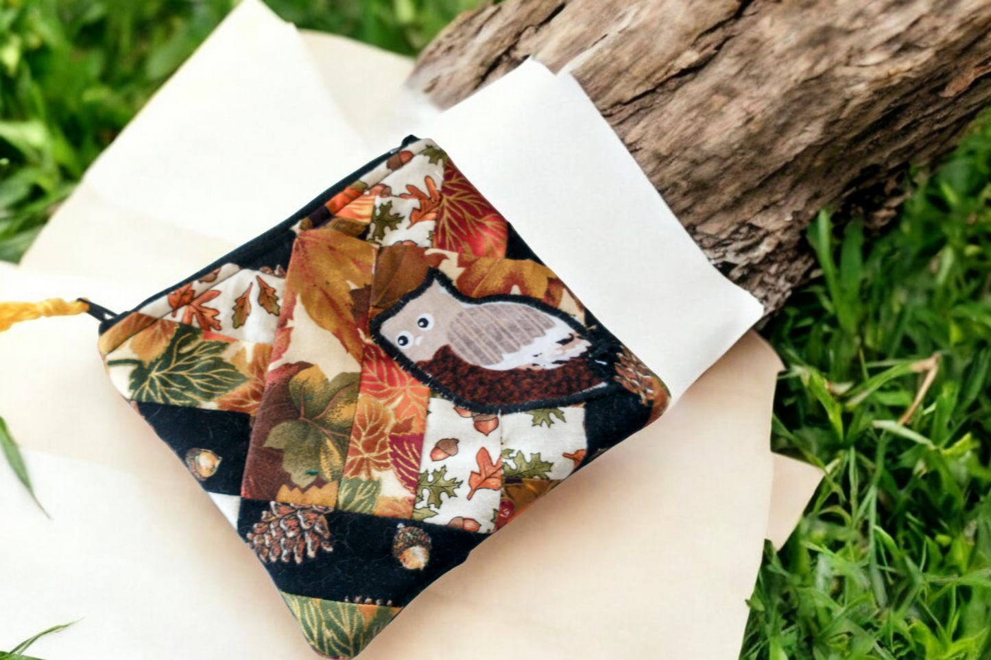 Owl Patchwork Zipper Pouch Coin Purse