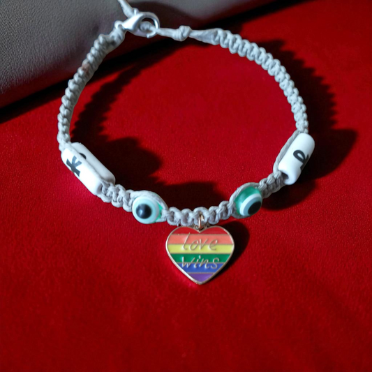 Love Wins Rainbow Heart Hemp Anklet