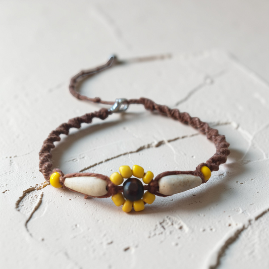 Sunflower Anklet Hemp Ankle Bracelet