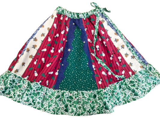Vintage Winter Tree Patchwork Girls Skirt Size 4t to 7