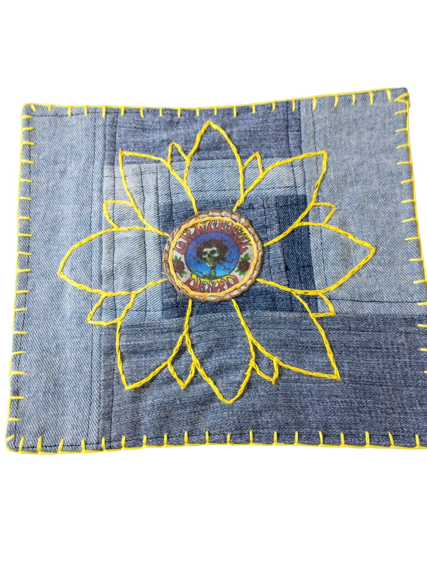 SALE Sunflower Denim Patchwork Patch