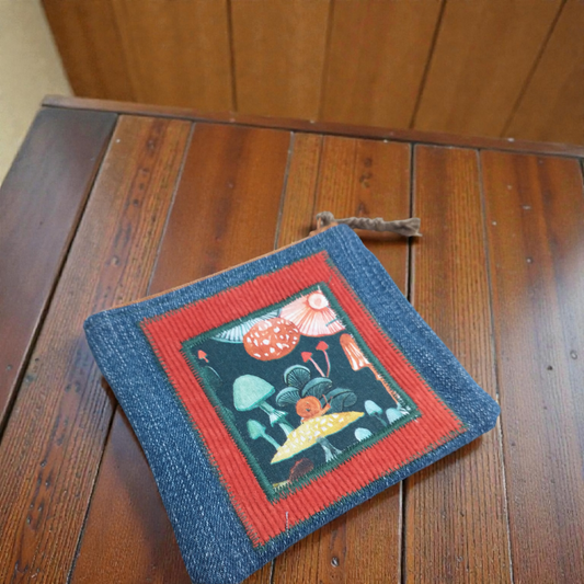 Mushroom Corduroy Zipper Pouch Coin Purse