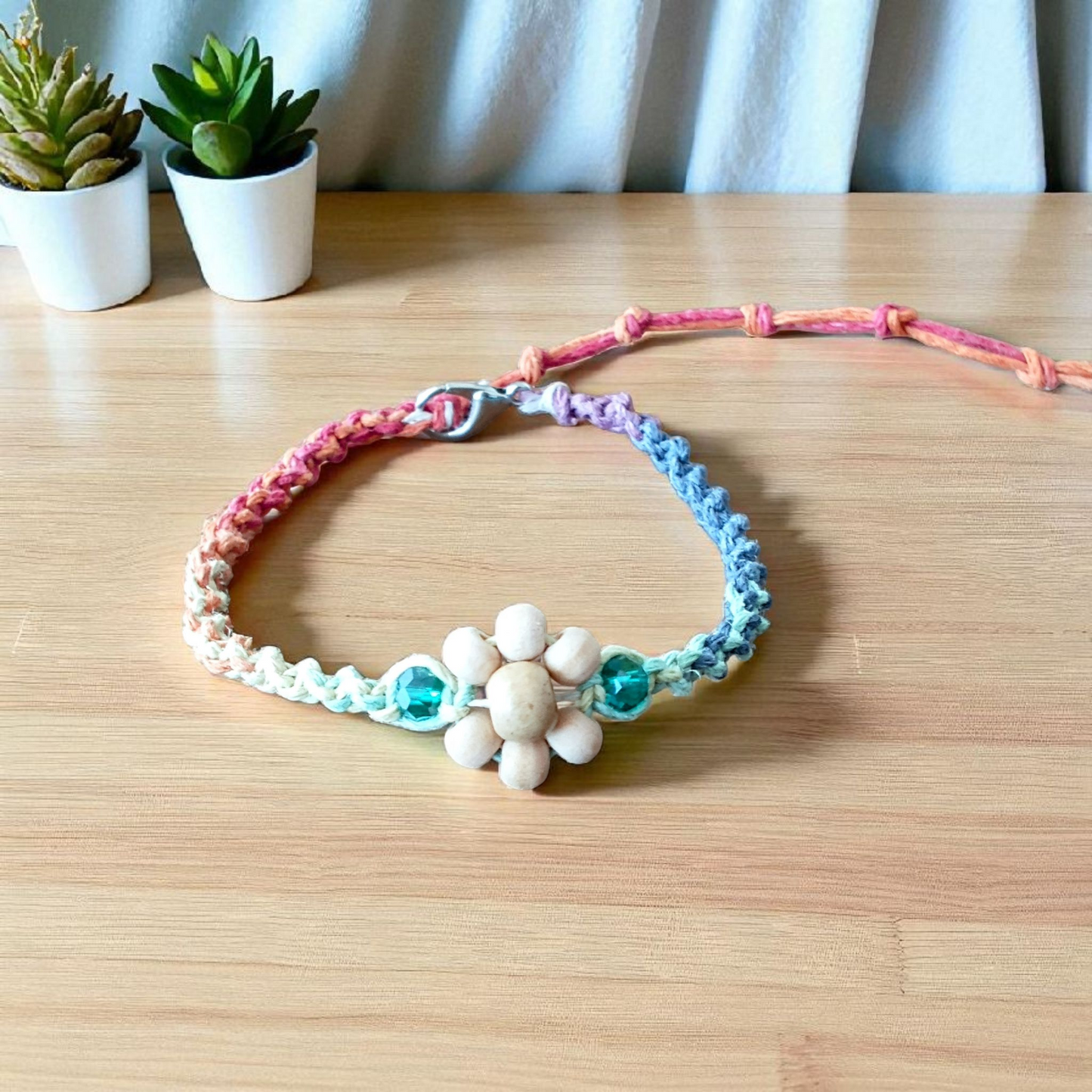 Rainbow Daisy Flower Anklet