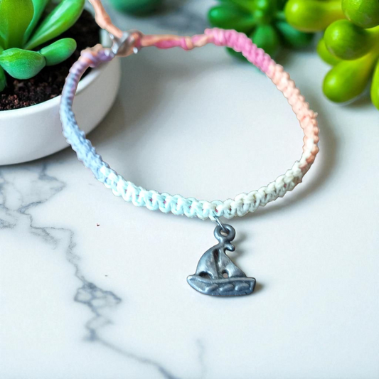 Sailboat Rainbow Hemp Anklet