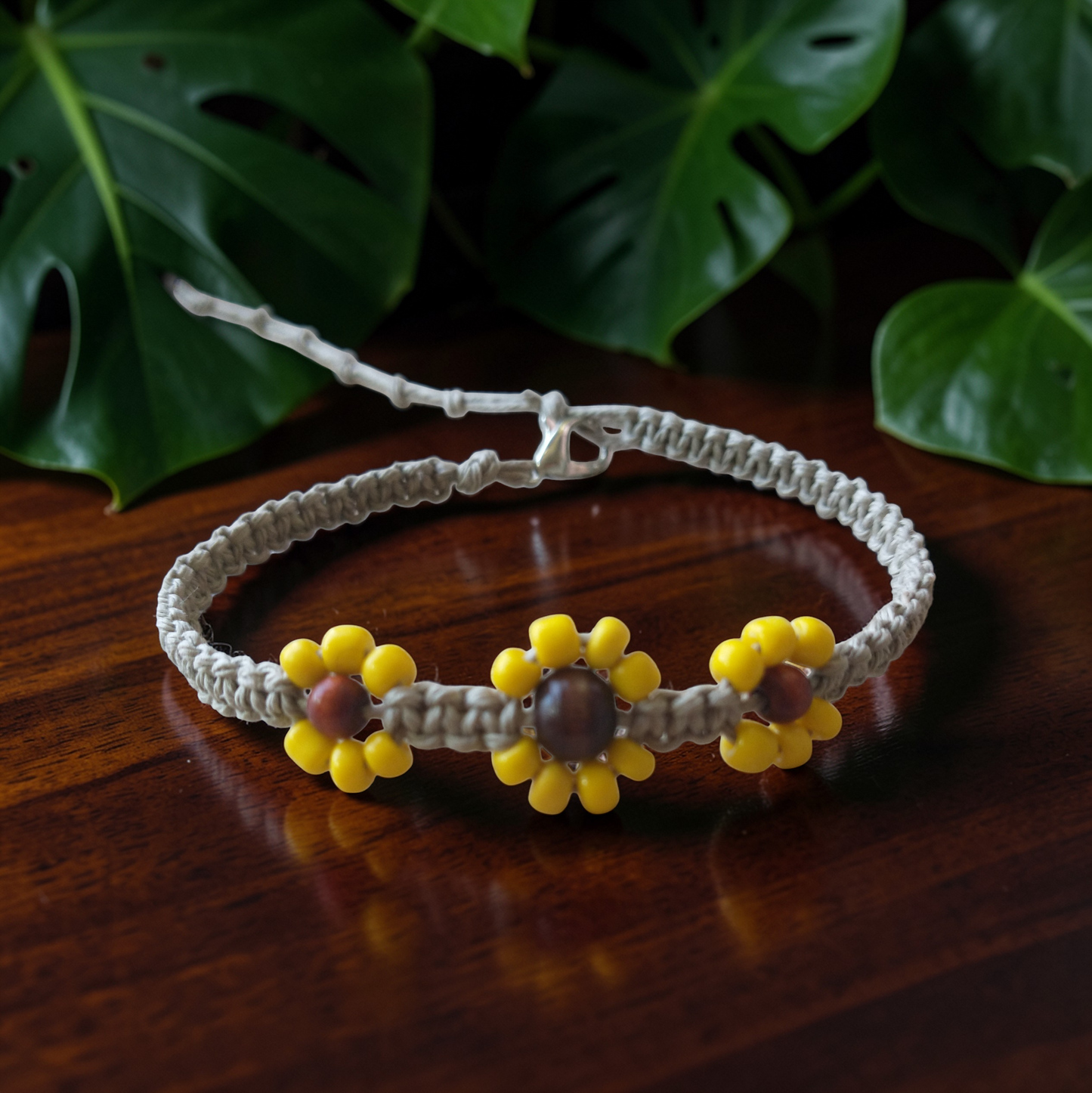 Sunflower Anklet Hemp Ankle Bracelet