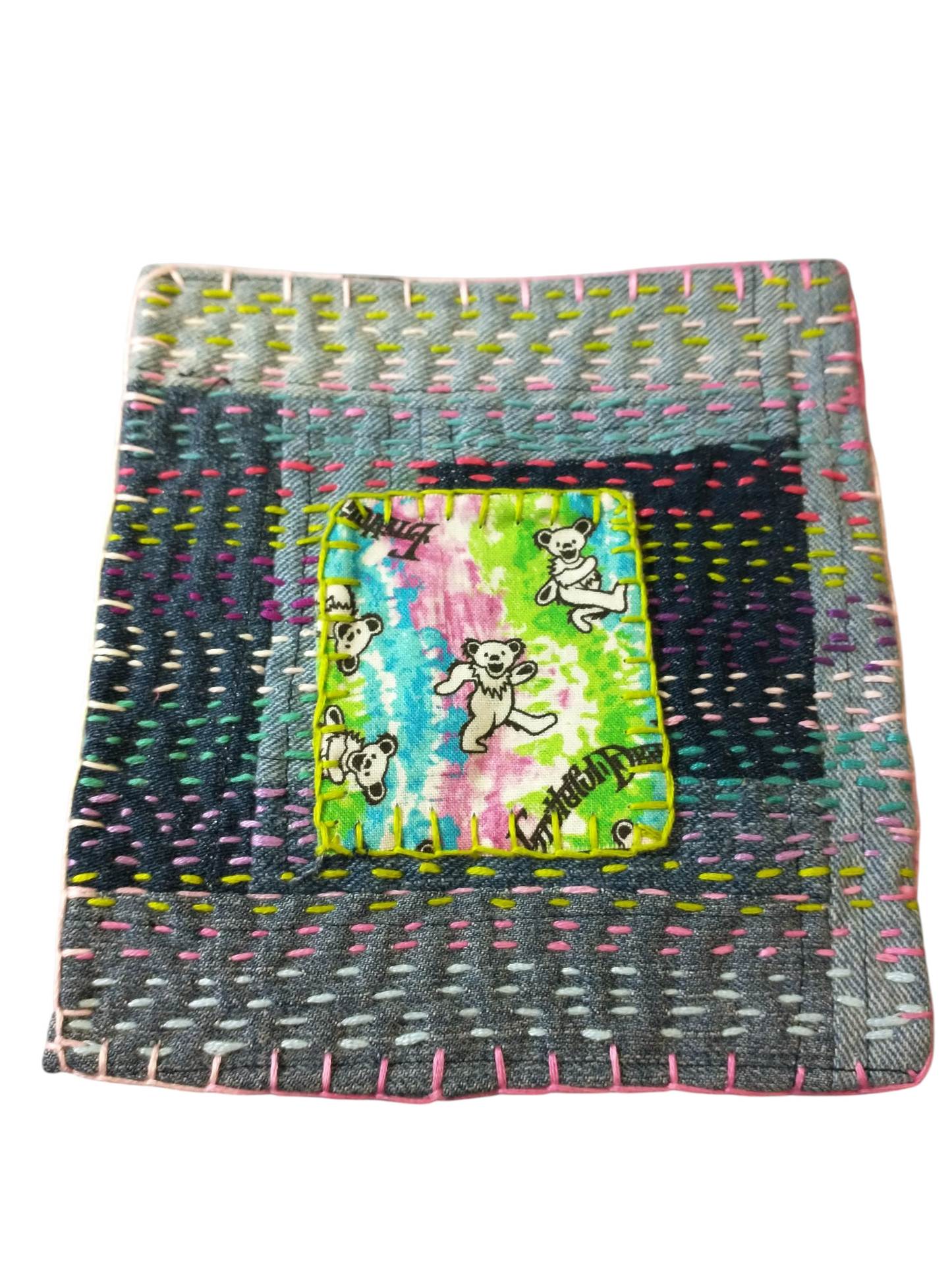 Hand Embroidery Bear Denim Patchwork Patch