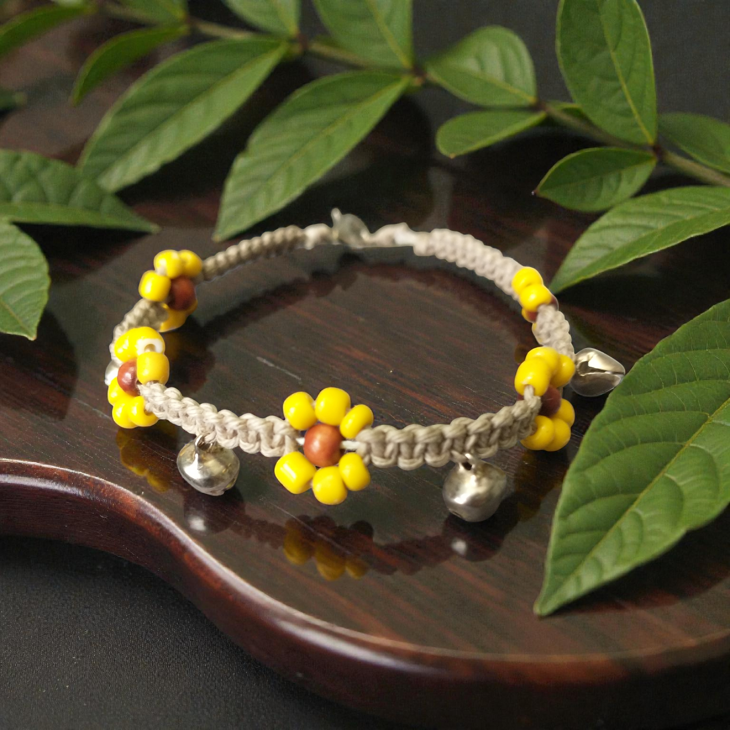 Sunflower Bells Anklet Hemp Ankle Bracelet