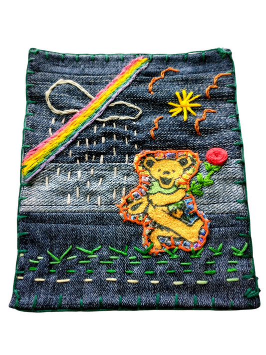 Rainbow Full of Sound Hand Embroidery Denim Patch