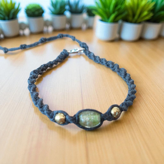 Roses and Glass Hemp Anklet