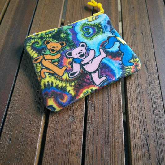 Velvet Dancing Bear Zipper Pouch Coin Purse