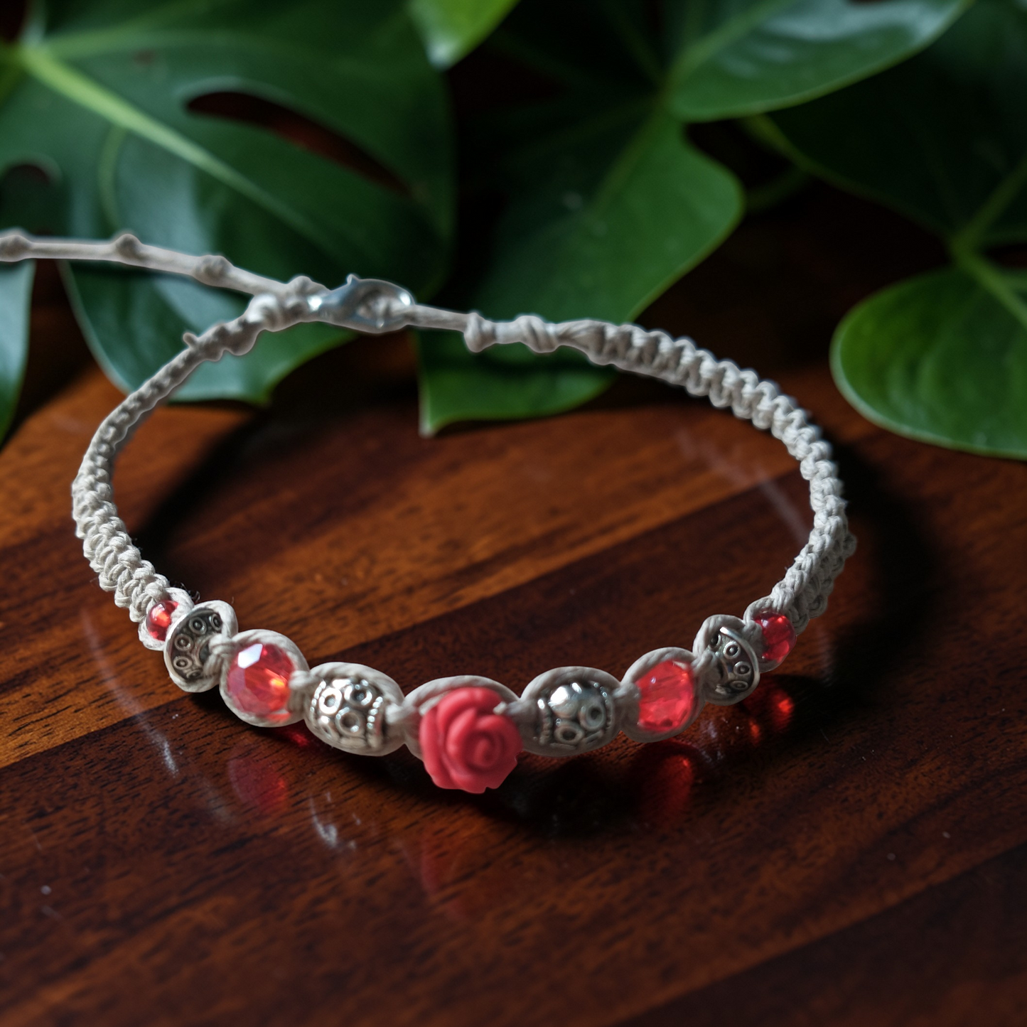 Rose Anklet Hemp Ankle Bracelet