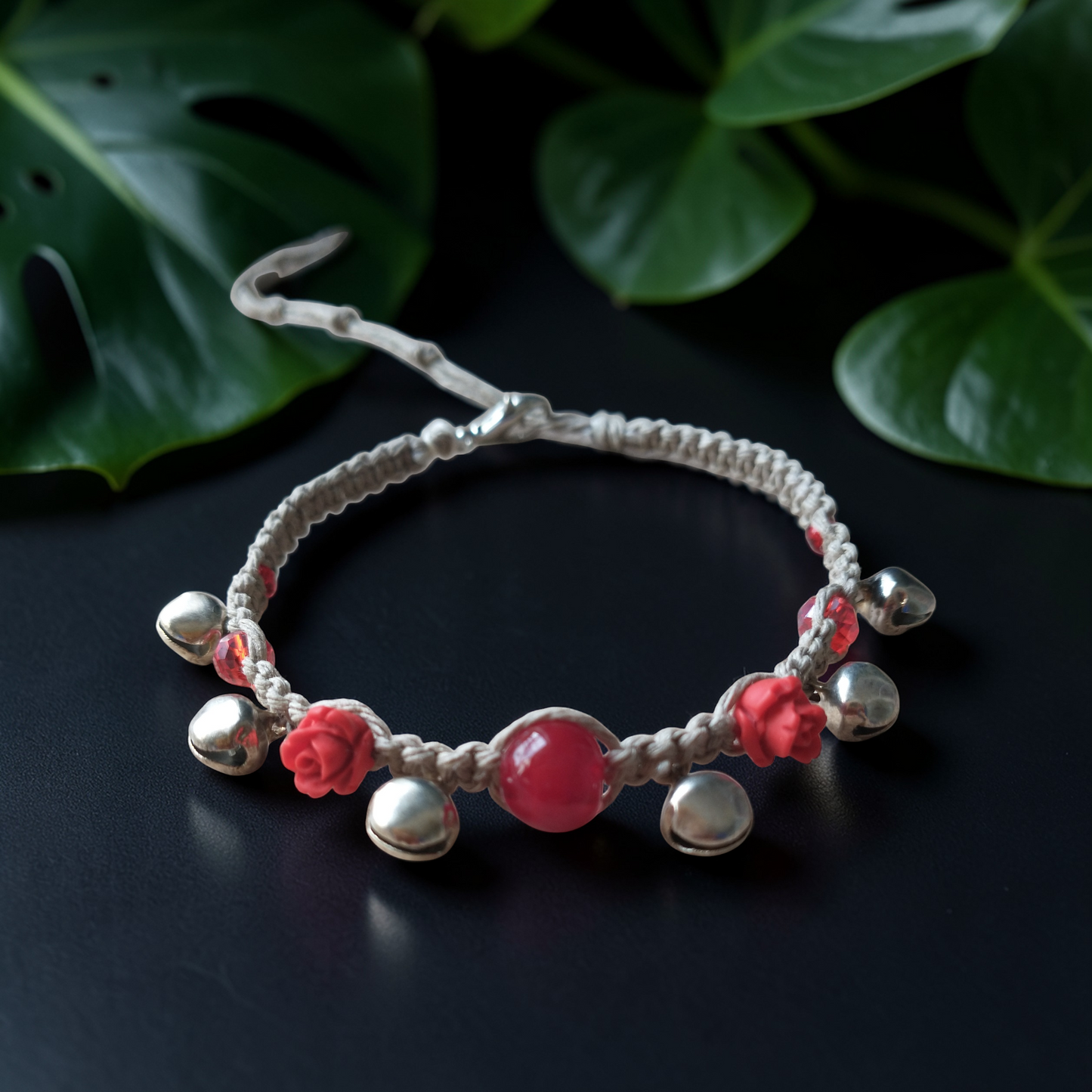 Bells Roses Anklet Hemp Ankle Bracelet