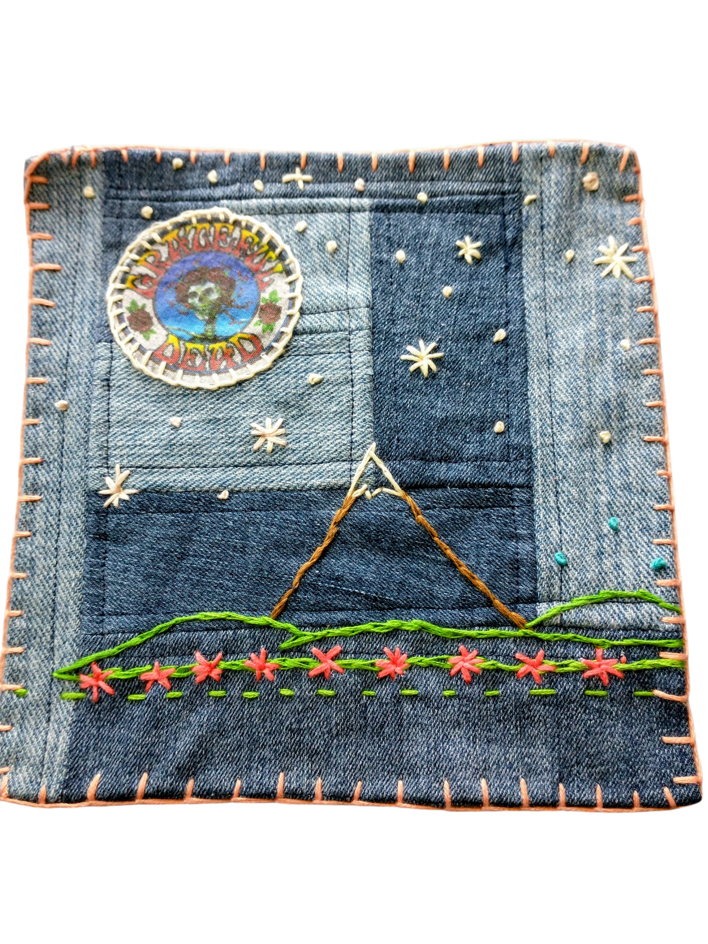 Bertha Moon Hand Embroidery Denim Patchwork Patch