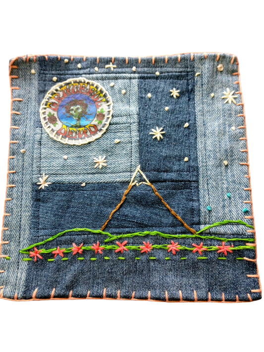 Bertha Moon Hand Embroidery Denim Patchwork Patch