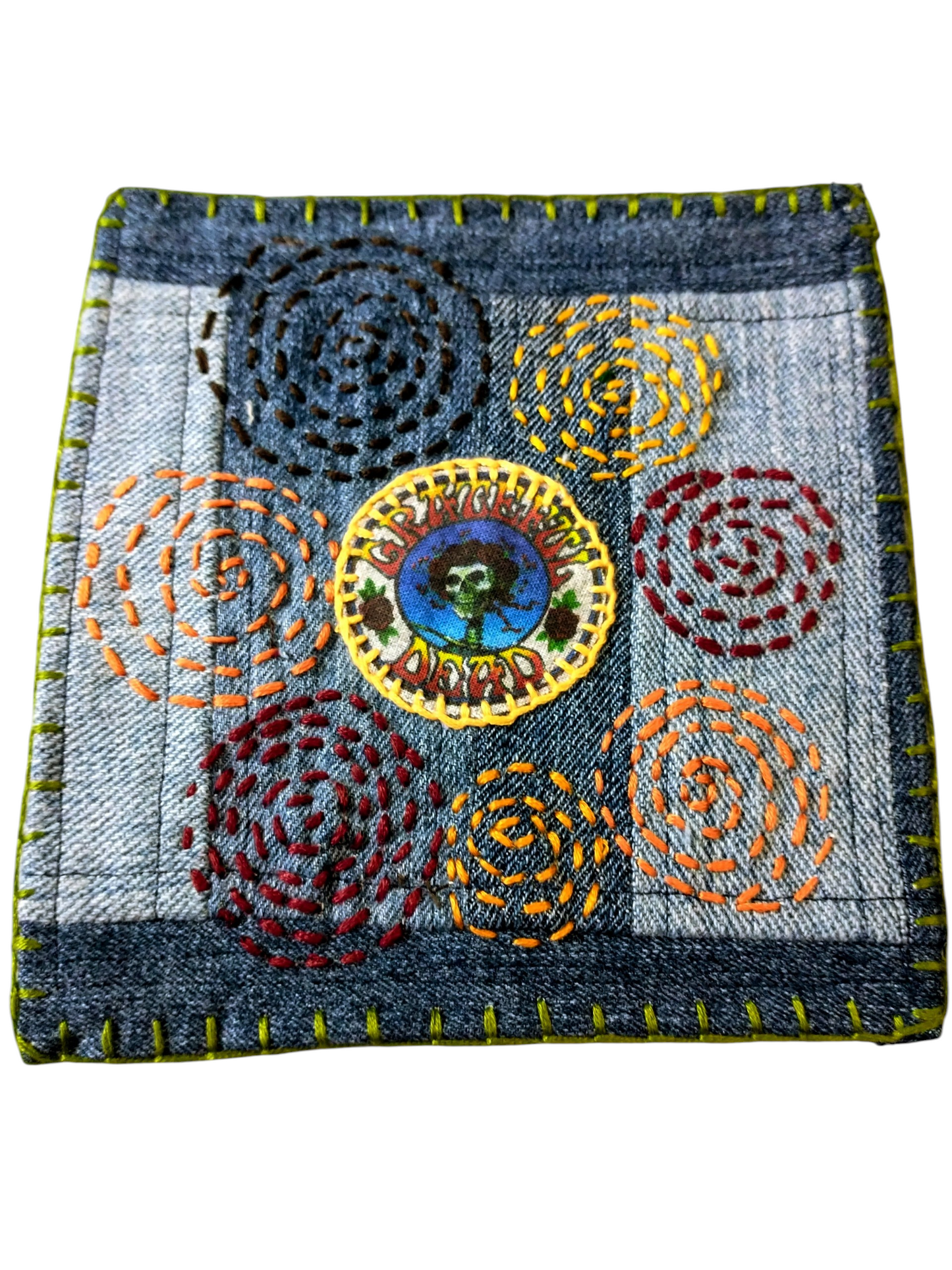 SALE Hand Embroidery Denim Patchwork Patch