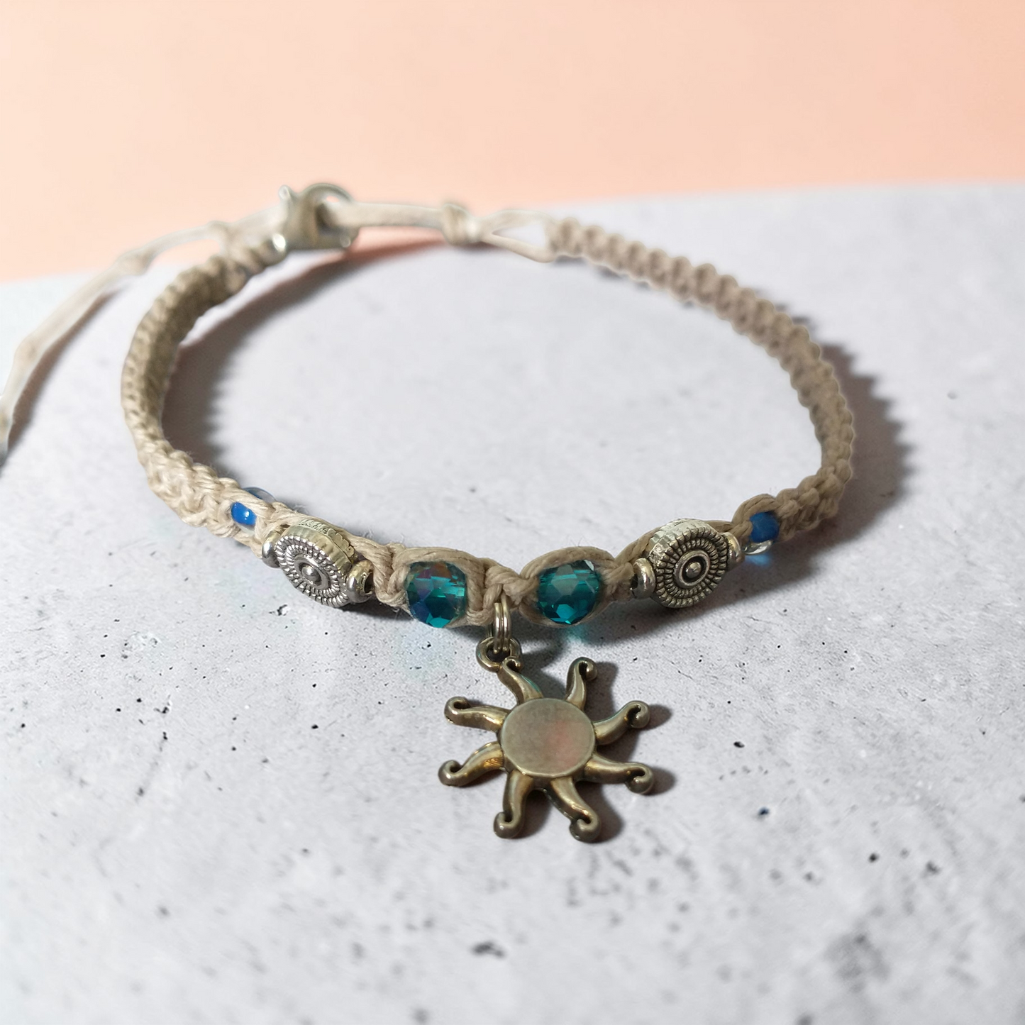 Sun Charm Anklet Hemp Ankle Bracelet