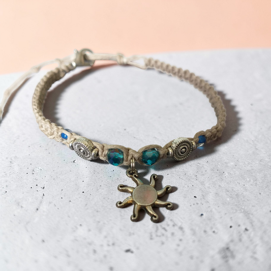 Sun Charm Anklet Hemp Ankle Bracelet