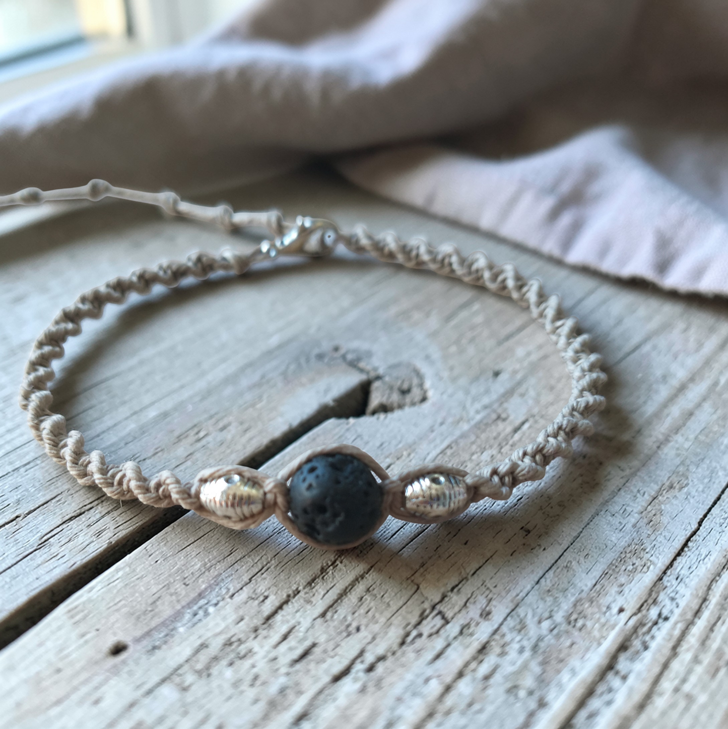 Lava Stone Anklet Hemp Ankle Bracelet