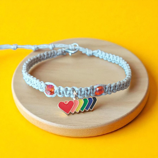 Rainbow Love Charm Hemp Anklet